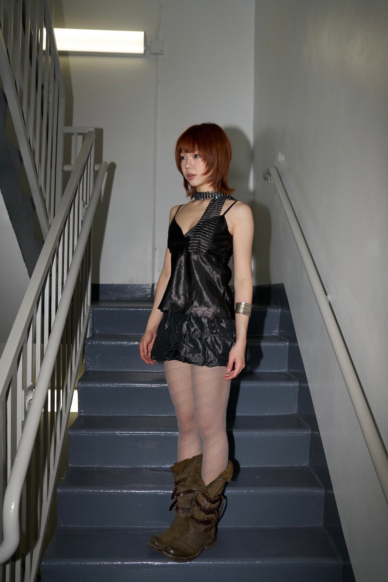 Diagonal Lace Tights -- Noir Line