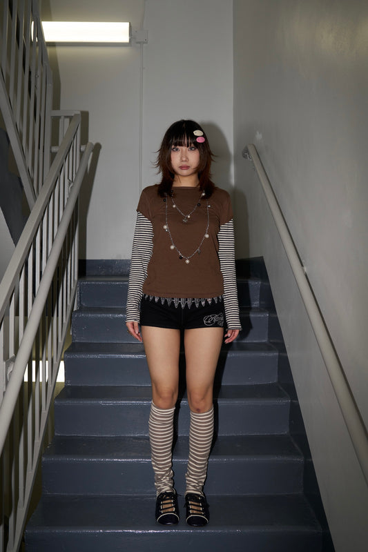Striped Leg Warmers -- Mocha Stripe