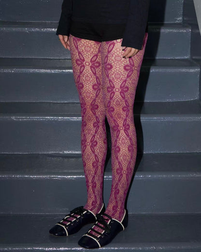 Vine Lace Tights -- Rosette Chain