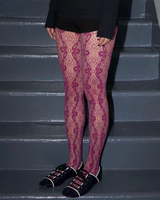 Vine Lace Tights -- Rosette Chain