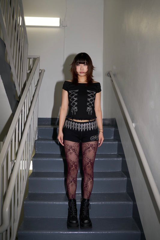 Floral Lace Tights -- Twilight Lace