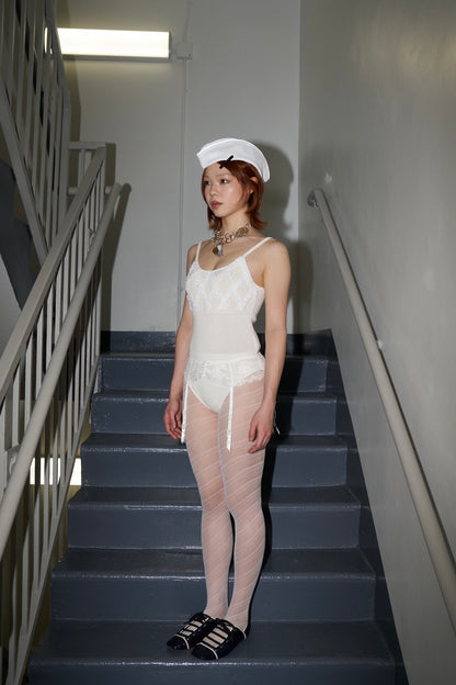 Diagonal Lace Tights -- Noir Line