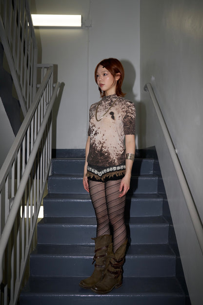 Diagonal Lace Tights -- Noir Line