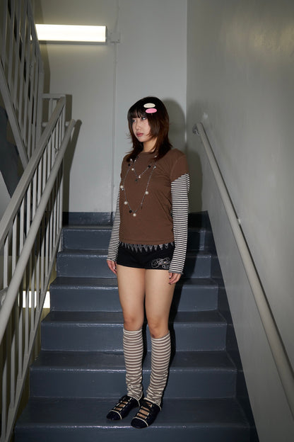 Striped Leg Warmers -- Mocha Stripe