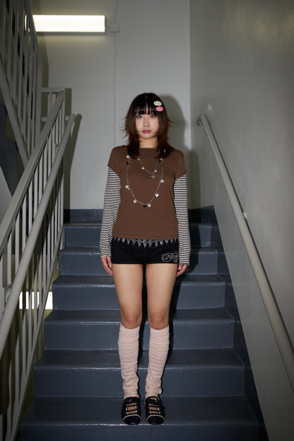 Striped Leg Warmers -- Rose Fluff