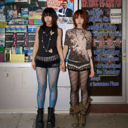 Butterfly Lace Tights -- Ocean Veil