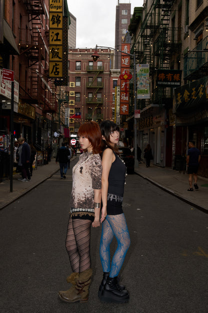 Butterfly Lace Tights -- Ocean Veil