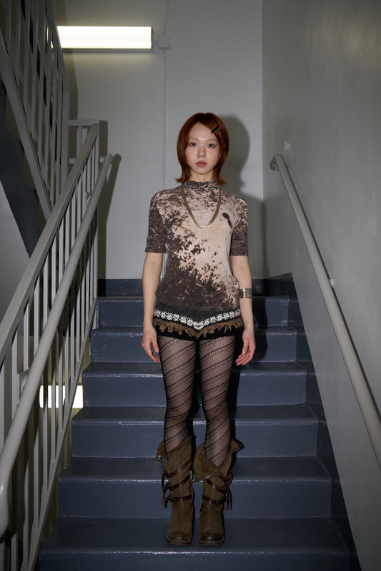 Diagonal Lace Tights -- Noir Line