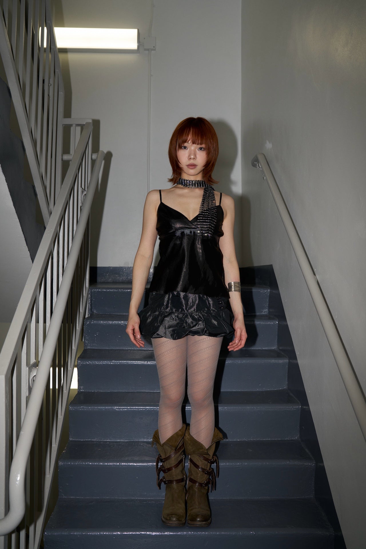 Diagonal Lace Tights -- Ash Lace