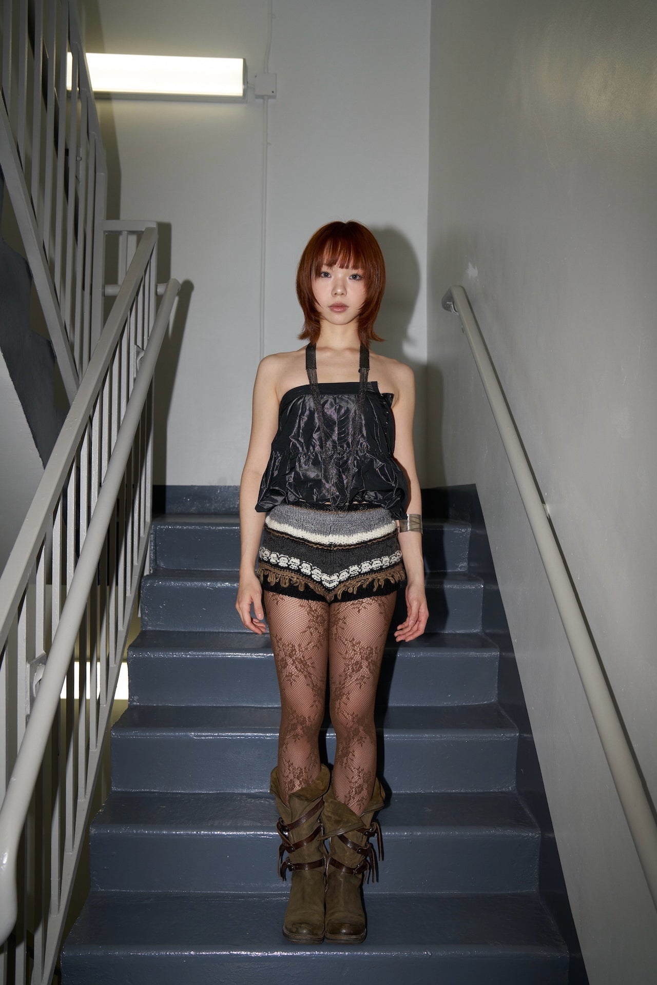 Floral Lace Tights -- Coffee Bloom